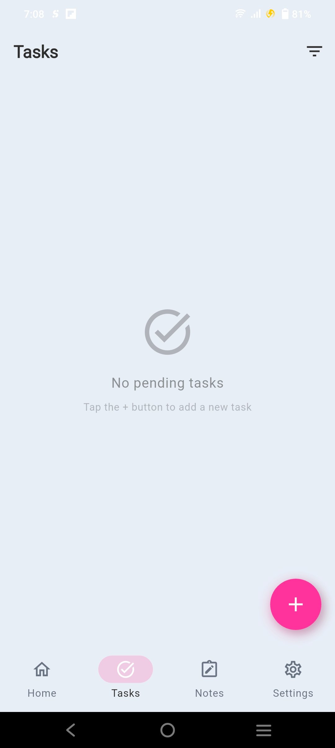 Offlist tasks screen with clean list interface